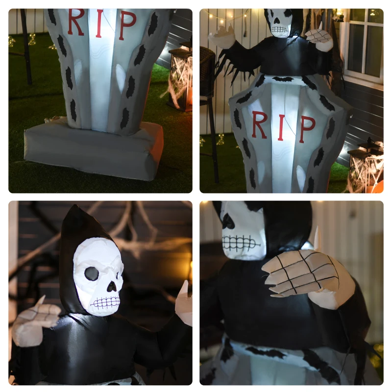 Halloween Nadmuchiwany duch z nagrobkiem świecąca zjawa dekoracja 180 cm