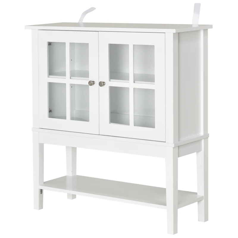 Szafka kuchenna szafka na naczynia z 3 poziomami witryna drzwi szklane MDF biały