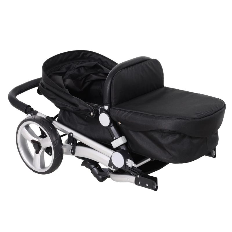 HOMCOM® Wózek Dziecięcy 3 w 1 Buggy Gondola Fotelik Samochodowy Ciemnoszary