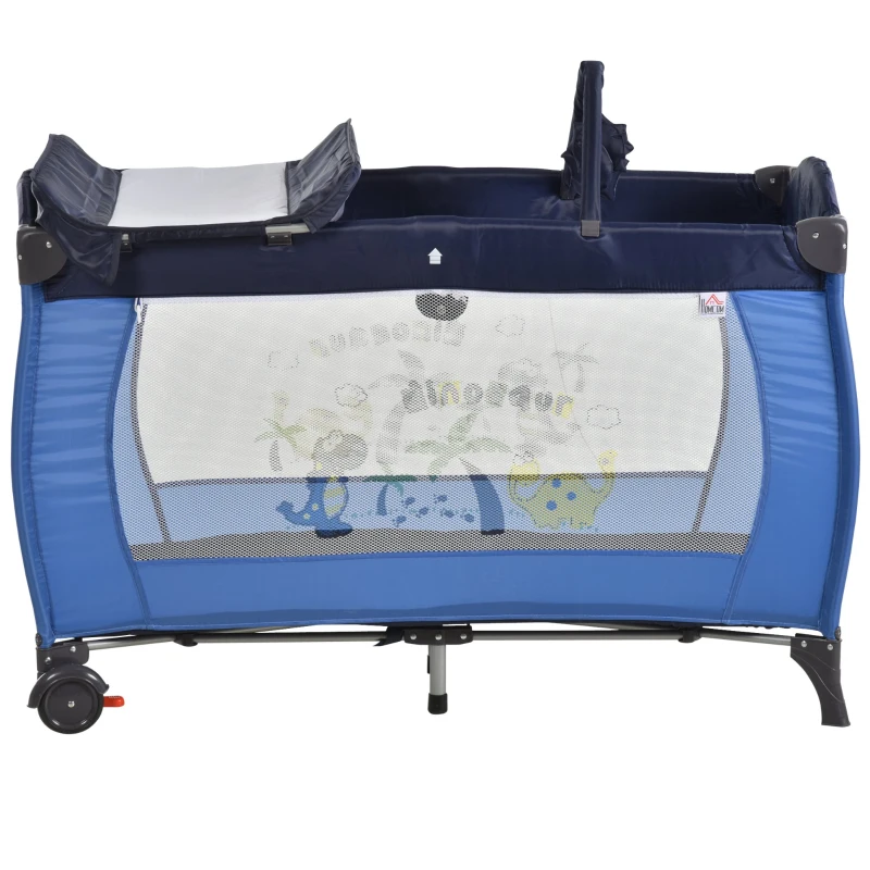 Składane łóżeczko turystyczne dla dzieci Materac do łóżeczka turystycznego Łóżeczko składane Łóżeczko dla niemowląt z kółkami niebieski
