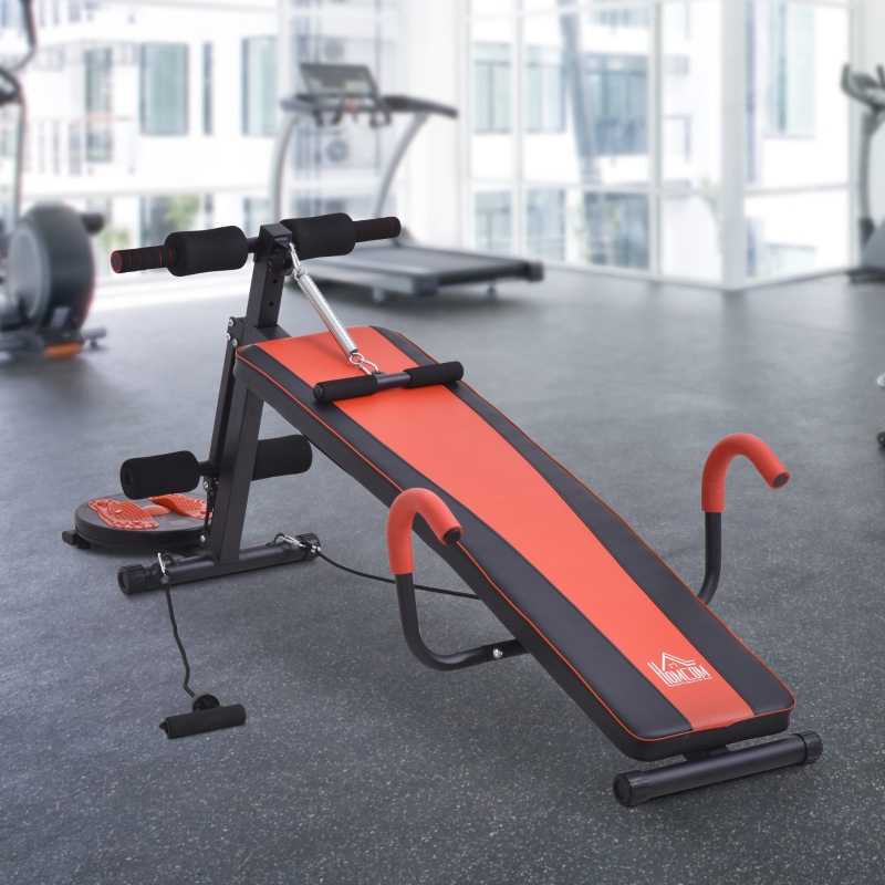 Ławka do brzuszków Trenażer brzucha Ławka treningowa Ławka fitness Regulowana czerwony + czarny