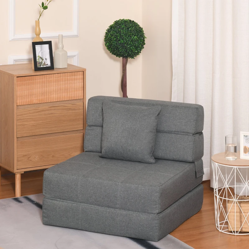 Fotel rozkładany sofa rozkładana sofa-łóżko sofa jednoosobowa z poduszkami do prania szary
