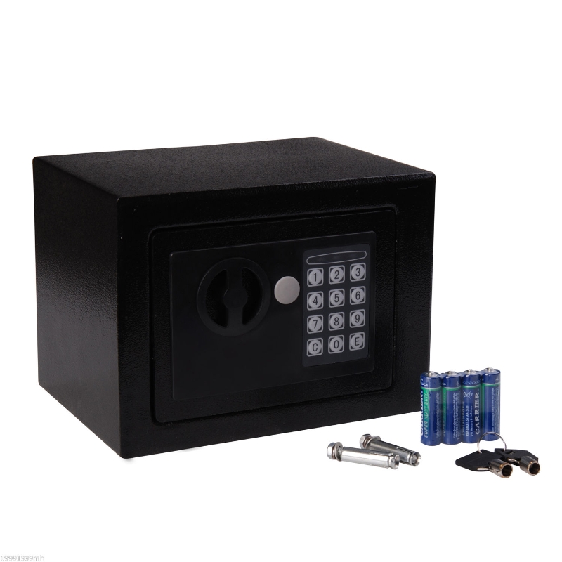 Sejf Skarbiec Sejf meblowy z zamkiem elektronicznym stalowy czarny 23 x 17 x 17 cm