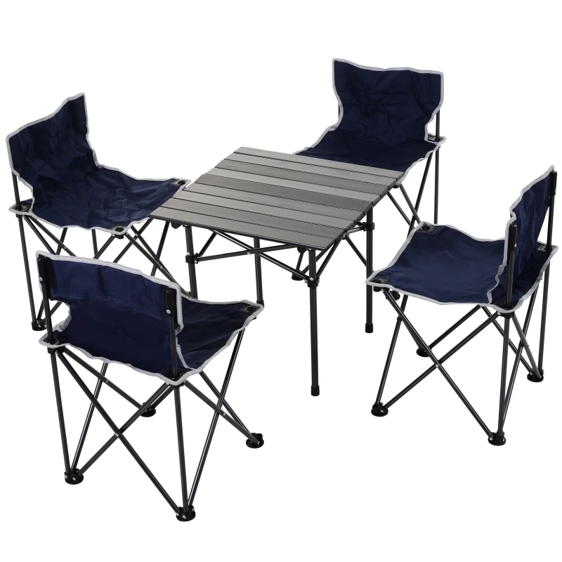 Outsunny® Meble Kempingowe 5-Częściowe Stół + 4 Krzesła Torba Transportowa Stal Oxford