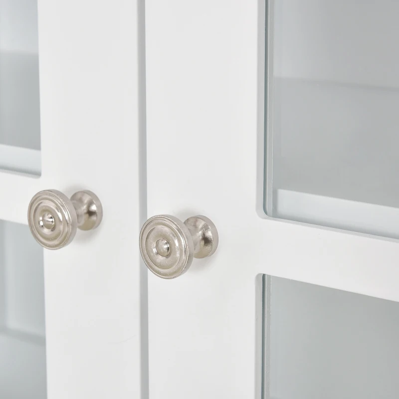 Szafka kuchenna szafka na naczynia z 3 poziomami witryna drzwi szklane MDF biały