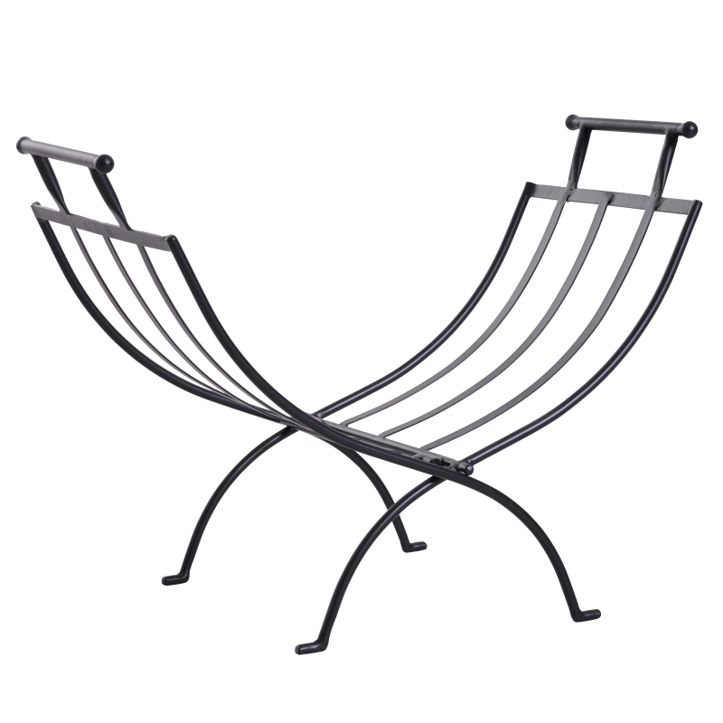 Outsunny® REGAŁ NA DREWNO KOMINKOWE STOJAK NA DREWNO PÓŁKA metal maks. obciążenie 30 kg czarny 60 x 35 x 45 cm