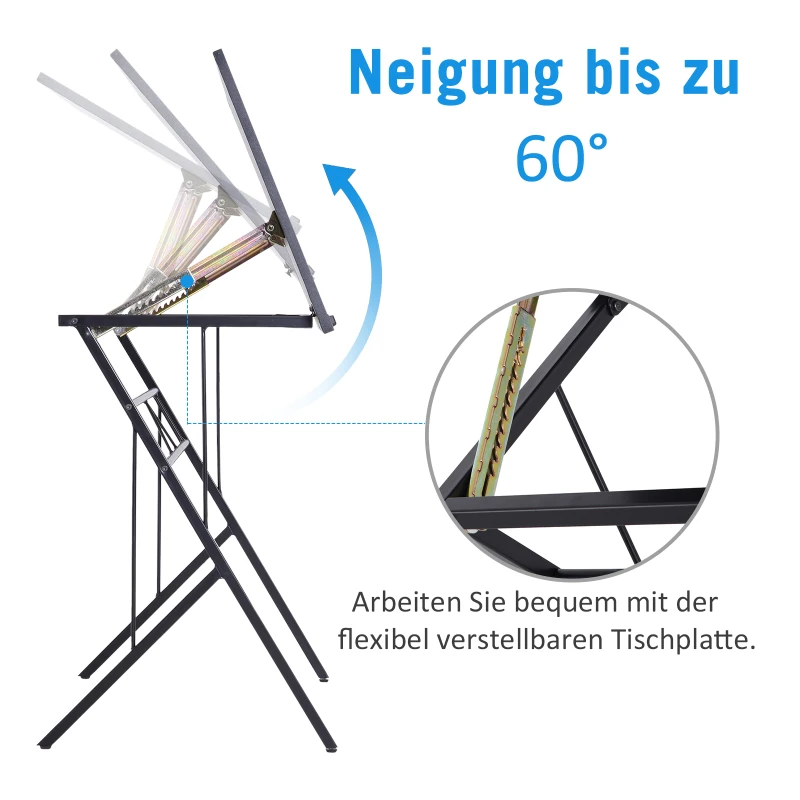 Vinsetto® STOLIK NA LAPTOP ODCHYLANY BIURKO DZIECIĘCE Z REGULACJĄ WYSOKOŚCI czarny 90 x 50 x (76–91) cm