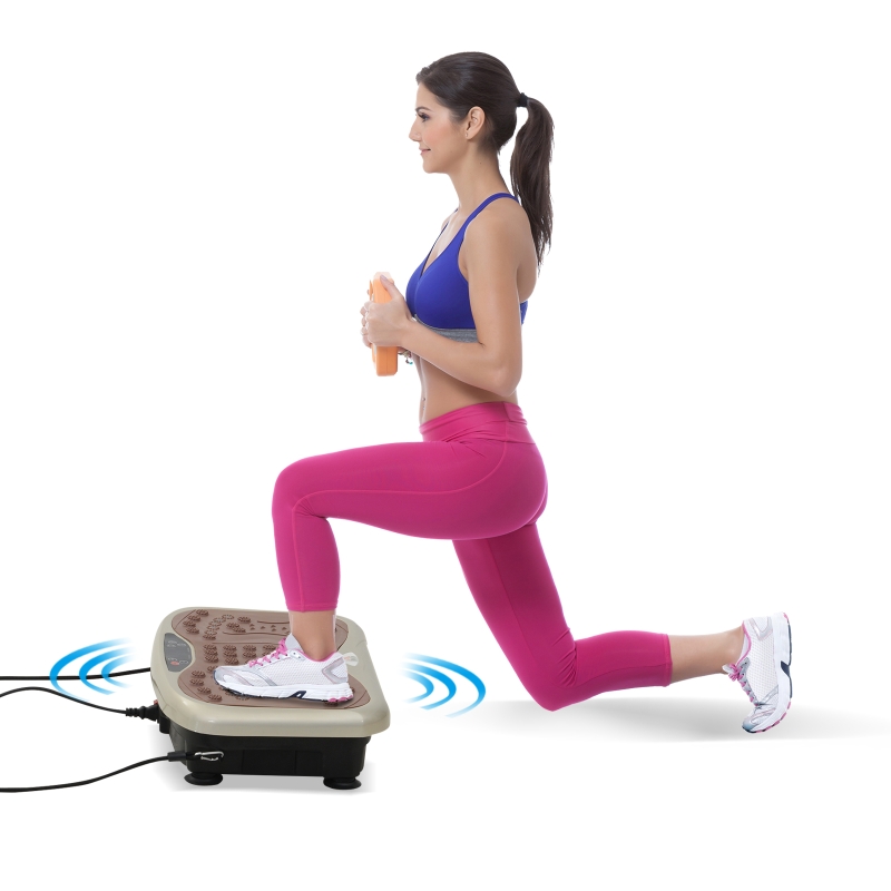 Platforma wibracyjna HOMCOM trenażer wibracyjny urządzenie wibracyjne maszyna fitness wyświetlacz LED głośniki USB taśmy treningowe pilot