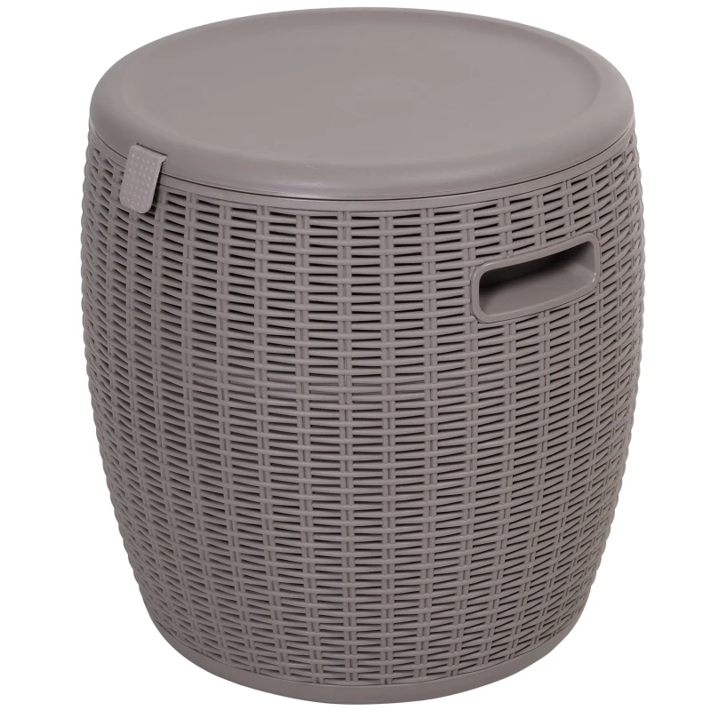 Outsunny® Stolik Wiaderko na Lód Pojemnik na Lód z Pokrywą 45l 2 w 1 Chłodziarka do Napojów PP Szary