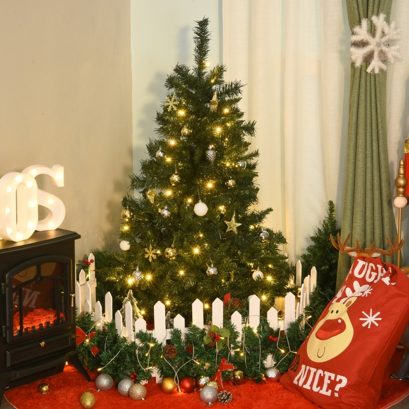 Sztuczna choinka z ozdobami 80/120 lampek LED 307 gałązek HOMCOM
