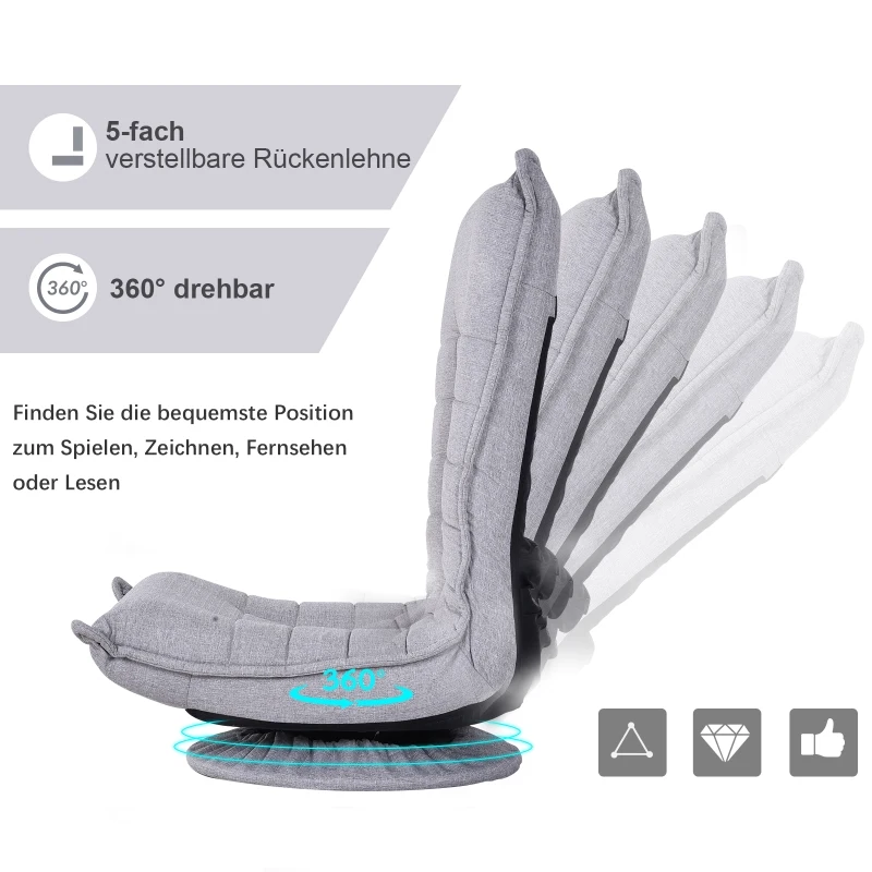 HOMCOM® SKŁADANE KRZESŁO TAPICEROWANE OBICIE SIEDZENIA I OPARCIA Z LNU jasnoszary 64 x 93 x 80 cm