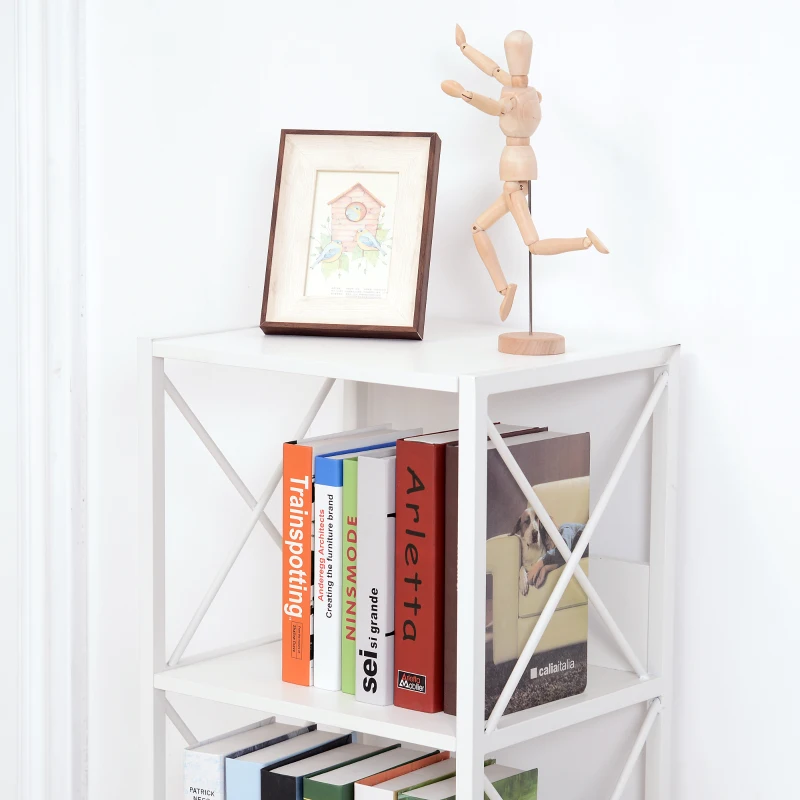 HOMCOM® REGAŁ NA KSIĄŻKI STOJĄCY 4 PÓŁKI metalowy biały