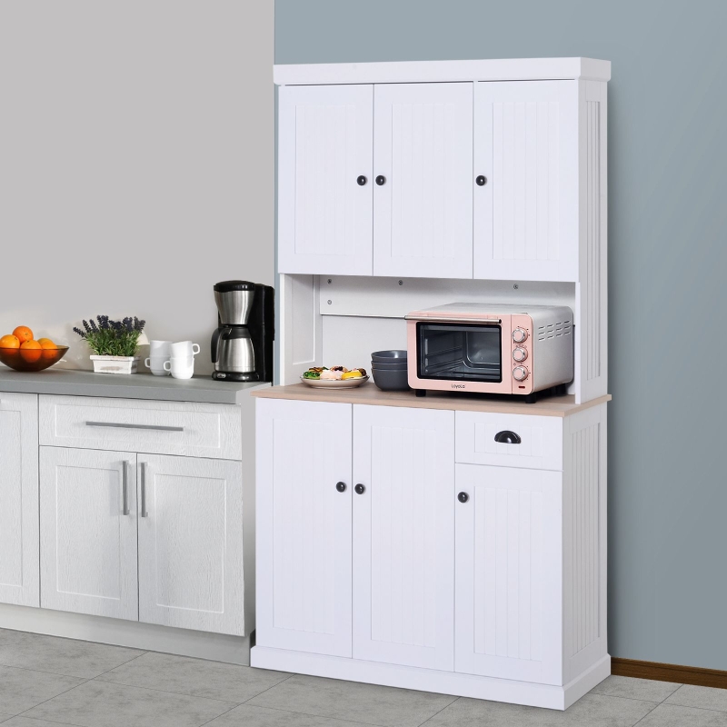 HOMCOM® SZAFKA KUCHENNA KREDENS KOMODA Z BLATEM ROBOCZYM biała MDF płyta wiórowa 101 x 39 x 180 cm