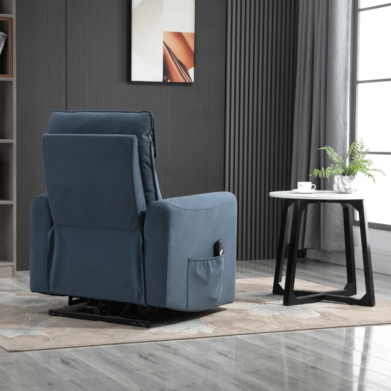 Fotel wypoczynkowy z funkcją wstawania Fotel TV z funkcją odchylania linen touch niebieski HOMCOM®