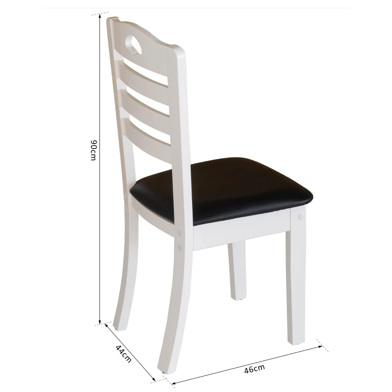 HOMCOM® 2 KRZESŁA DO JADALNI Z LITEGO DREWNA PODUSZKI PU białe