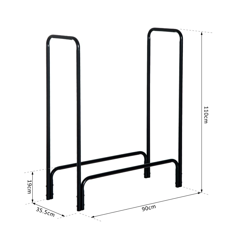HOMCOM METALOWY REGAŁ NA DREWNO KOMINKOWE czarny