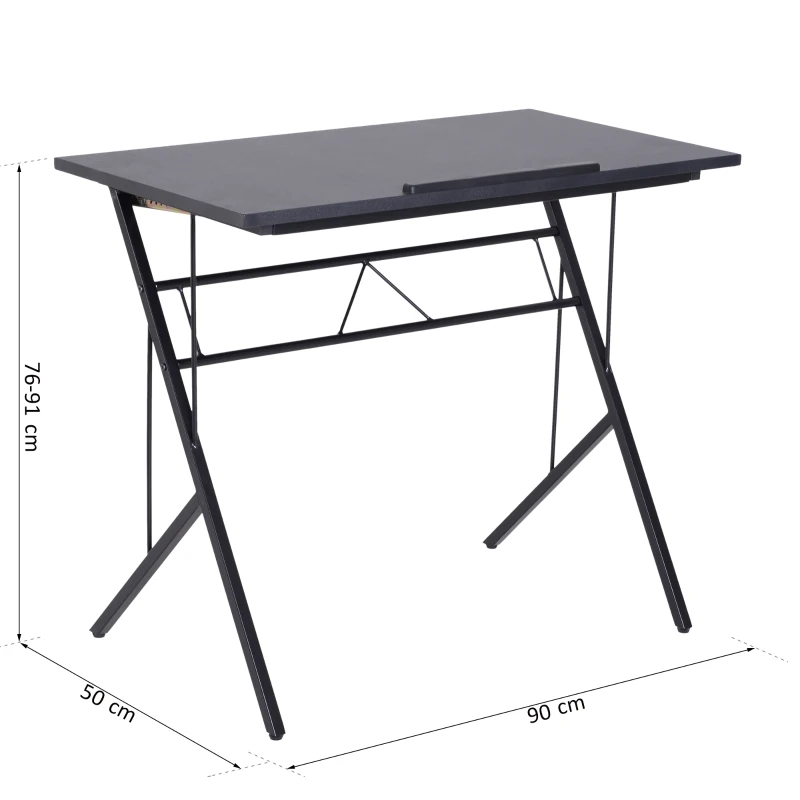 Vinsetto® STOLIK NA LAPTOP ODCHYLANY BIURKO DZIECIĘCE Z REGULACJĄ WYSOKOŚCI czarny 90 x 50 x (76–91) cm