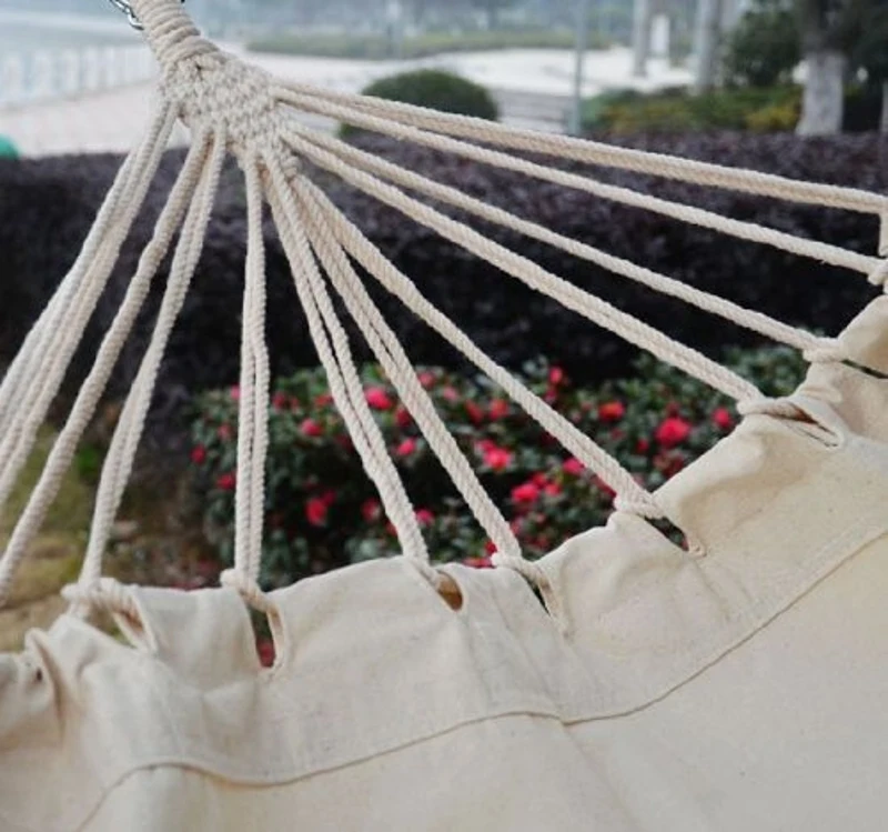 Duży hamak rodzinny 200x100cm huśtawka 150kg kremowy Outsunny