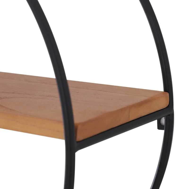 HOMCOM® REGAŁ ŚCIENNY WISZĄCY NA KSIĄŻKI OKRĄGŁY 3 PÓŁKI metal + drewno czarny + naturalny ∅50 x 19cm