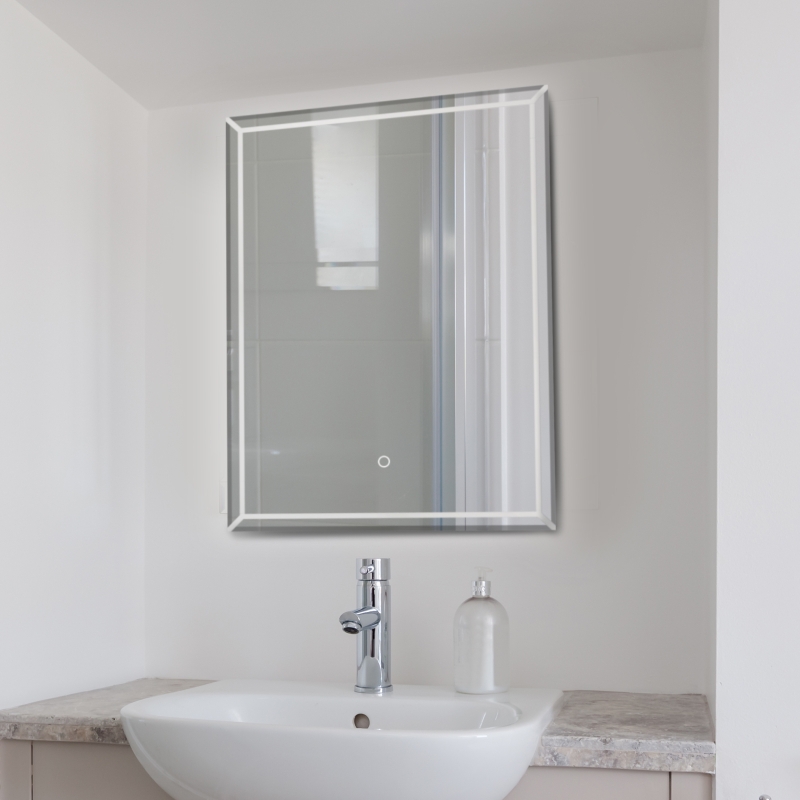 kleankin® LUSTRO ŚCIENNE ŁAZIENKA WŁĄCZNIK DOTYKOWY ALUMINIUM srebrny