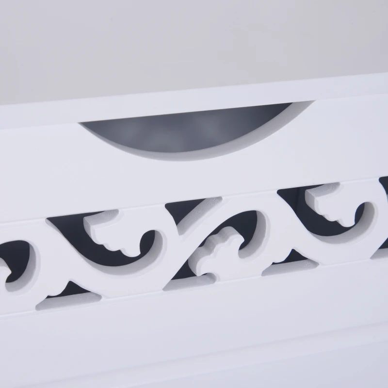 HOMCOM® SZAFKA ŁAZIENKOWA KOSZ NA BIELIZNĘ SKRZYNIA DO PRZECHOWYWANIA Z POKRYWĄ MDF biała 55 x 34 x 58 cm