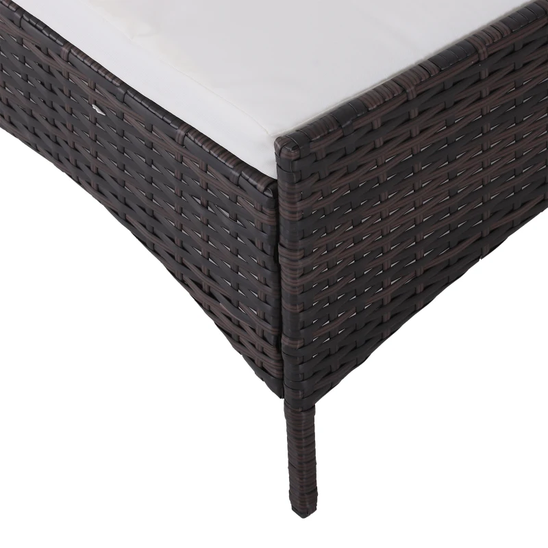 Outsunny® 2-ELEMENTOWA SOFA OGRODOWA Z DASZKIEM RATTANOWA MEBLE OGRODOWE TYPU LOUNGE 1 x PODNÓŻEK brązowa polirattan