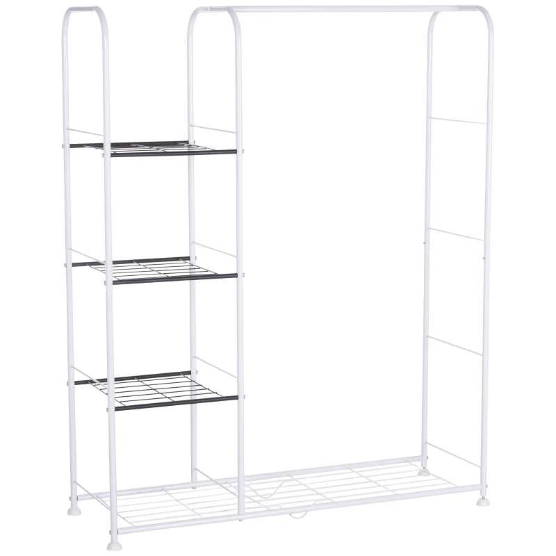 HOMCOM® Wieszak Stojak na Ubrania Garderoba Regał Szafa Metal Biały 122 x 42,5 x 151 cm