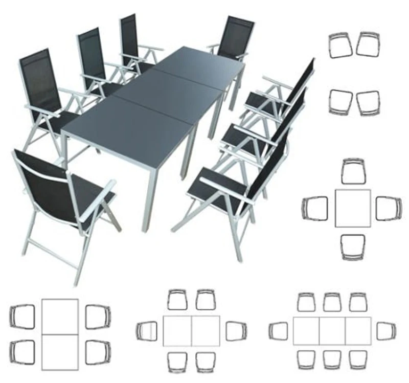 Outsunny SKŁADANE MEBLE OGRODOWE 11 SZT. aluminiowe