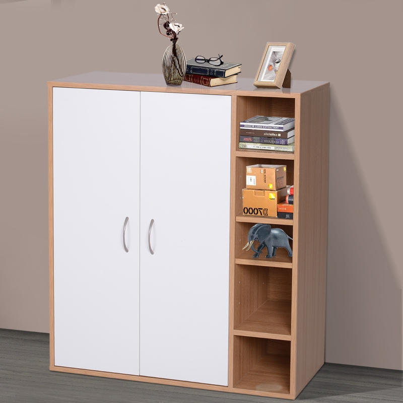 HOMCOM® SZAFKA WIELOFUNKCYJNA STOJĄCA DEKORACYJNA REGAŁ NA KSIĄŻKI drewno naturalny 80 x 32 x 90,5 cm