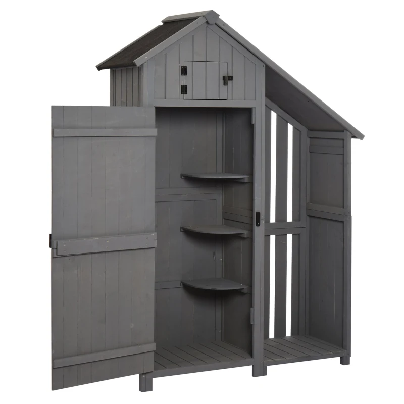 Szopa ogrodowa Duża szafka narzędziowa Altana ogrodowa Drewno Jodłowe Szary Czarny Outsunny®