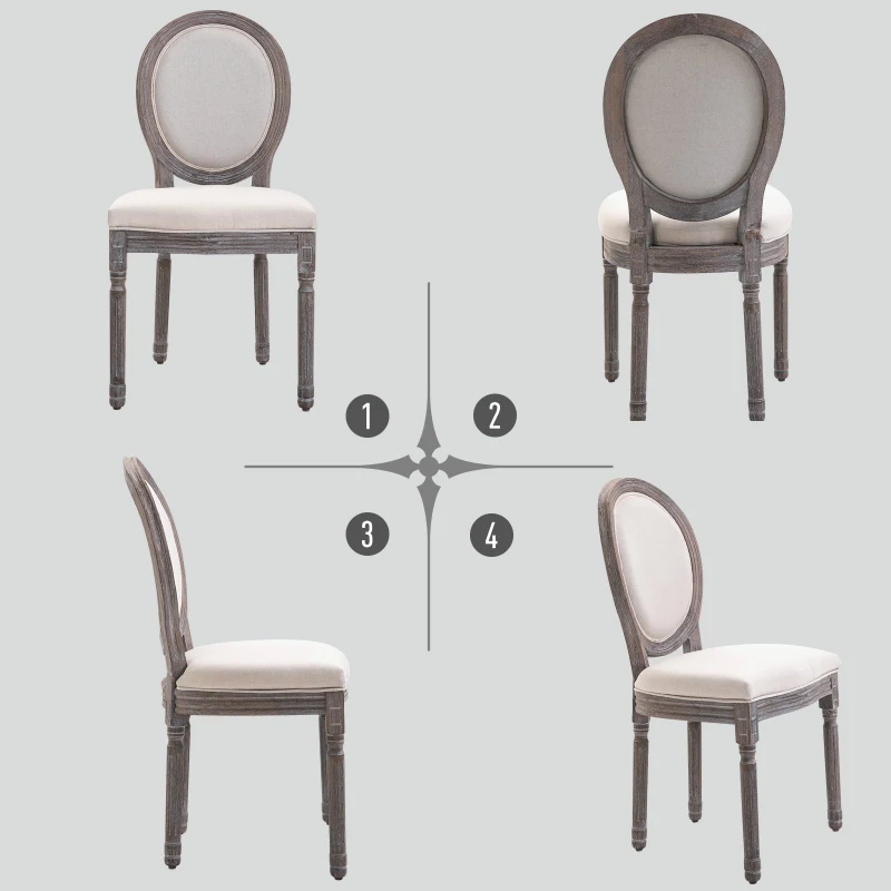 HOMCOM zestaw 2 krzeseł do jadalni design retro krzesło kuchenne krzesło tapicerowane z podkładkami 51 x 51 x 96 cm