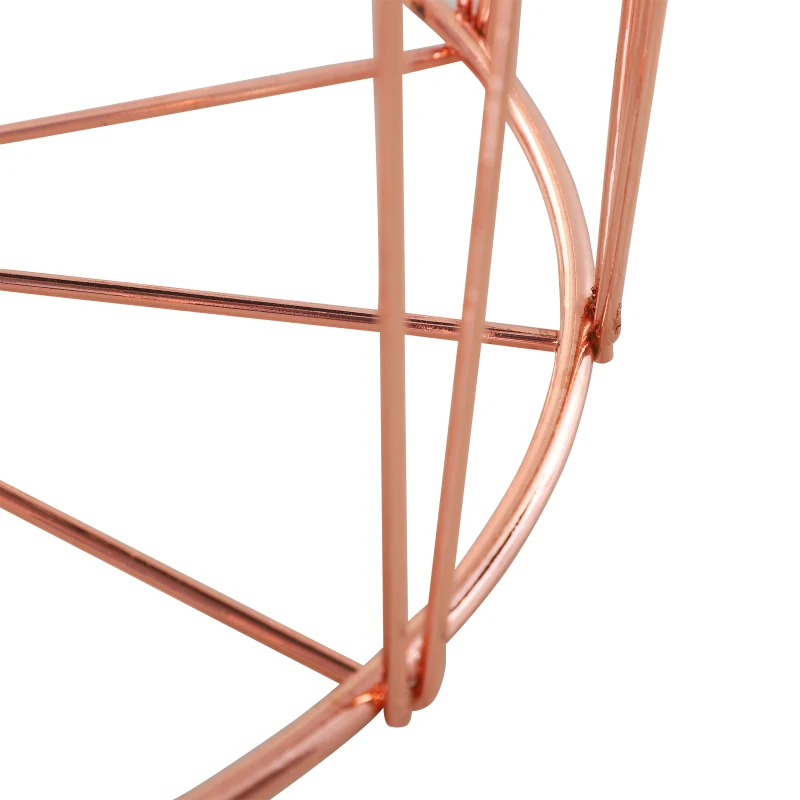 Stolik ze schowkiem HOMCOM, zestaw 2 szt., metalowy kosz z drewnianą pokrywą, stolik nocny, różowe złoto, Ø 40,7 x 49,5 cm, Ø 33,8 x 40,8 cm