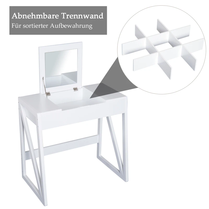 HOMCOM TOALETKA STÓŁ KOSMETYCZNY + STOŁEK I LUSTRO biała