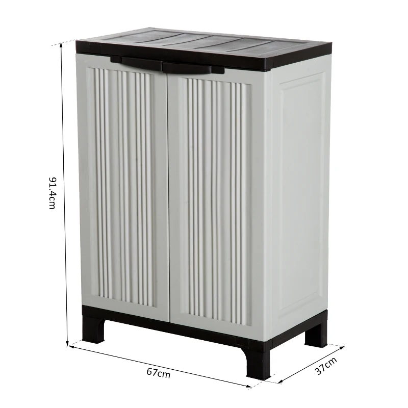 Outsunny PLASTIKOWA SZAFKA OGRODOWA 2 REGAŁY szara