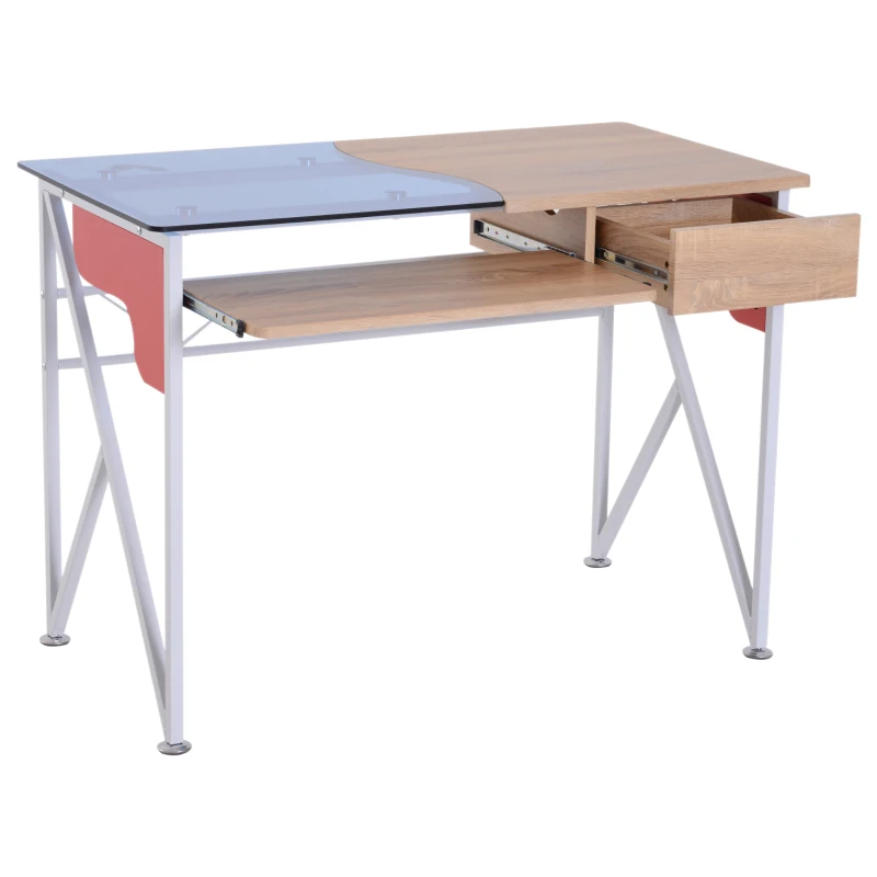 HOMCOM® STOLIK KOMPUTEROWY BIURKO Z WYSUWANĄ PÓŁKĄ NA KLAWIATURĘ