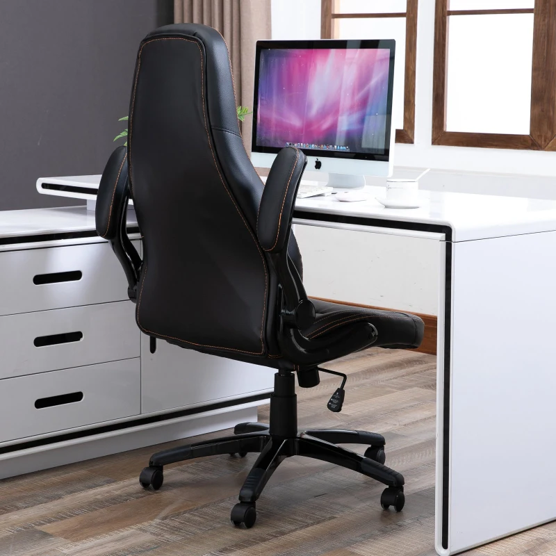 Vinsetto® Fotel Biurowy Komputerowy Regulacja Wysokości Funkcja Kołysania Obrotowy 360° PU Kawowy 64 X 63 X 117-124 cm