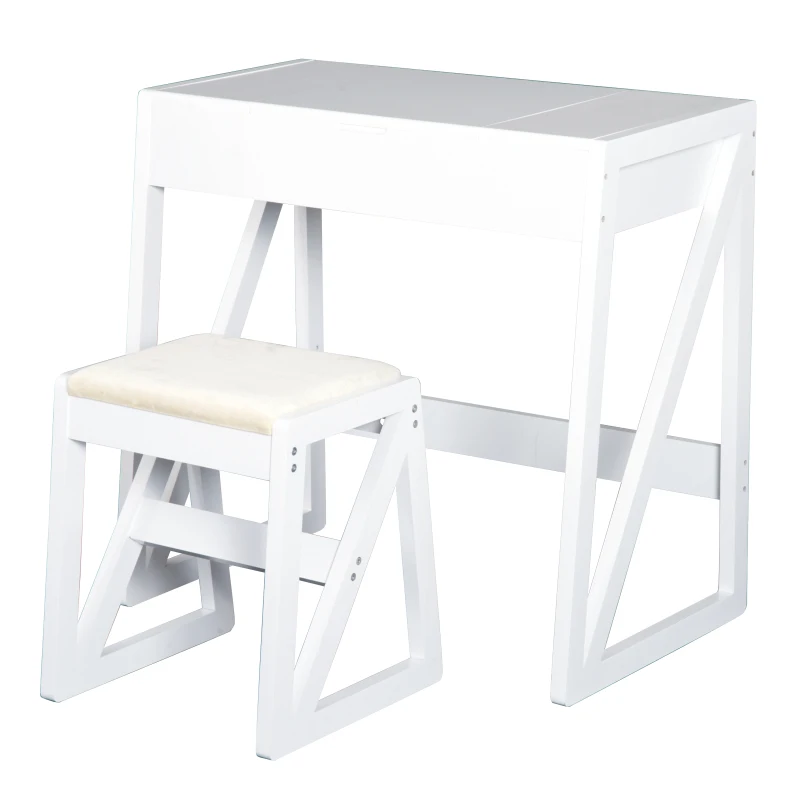 HOMCOM TOALETKA STÓŁ KOSMETYCZNY + STOŁEK I LUSTRO biała