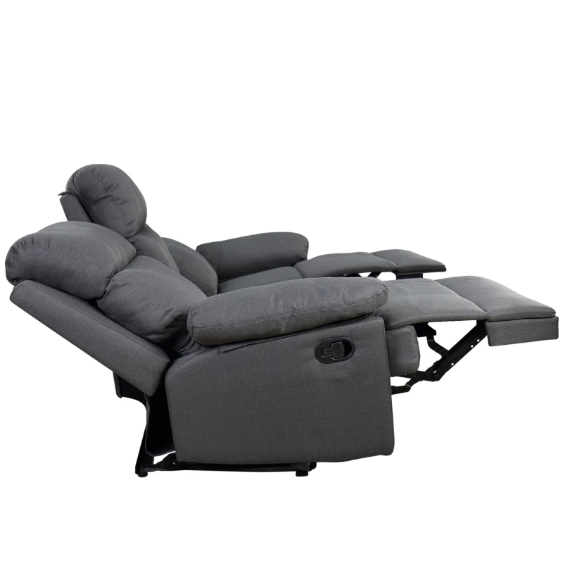 HOMCOM 3-osobowa sofa telewizyjna, sofa wypoczynkowa, funkcja rozkładania, kanapa telewizyjna, sofa TV, fotel, 180° regulowana, len, ciemnoszara, 195 x 97,5 x 99 cm