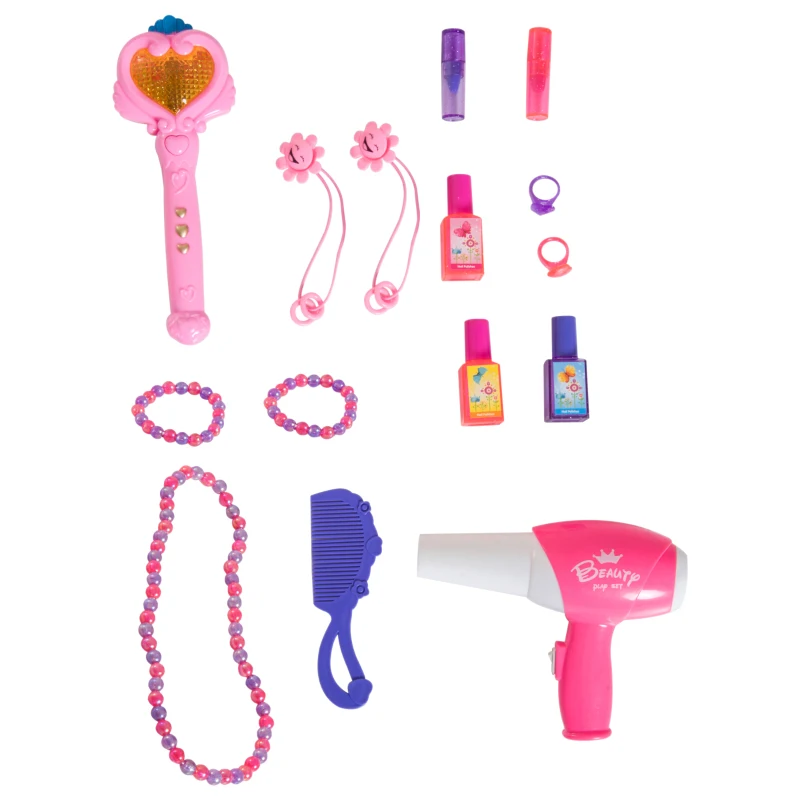 HOMCOM® TOALETKA STOLIK FRYZJERSKI DLA DZIECI Z PIANINEM różowy