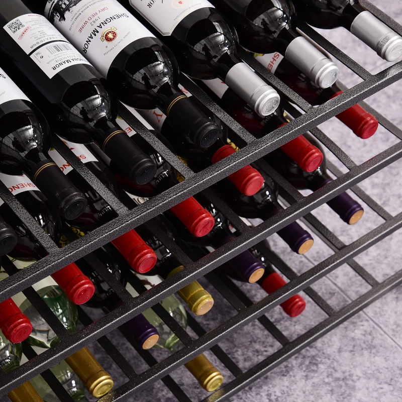 HOMCOM® REGAŁ NA WINO, STOJAK NA BUTELKI, UCHWYTY NA 40 BUTELEK & 24 KIELISZKI czarny METAL 96 X 35 X 91 cm