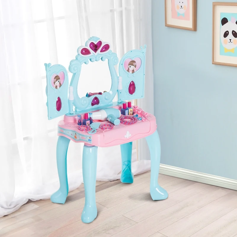 HOMCOM TOALETKA DLA DZIECI Z MUZYKĄ I ŚWIATŁEM kolorowa