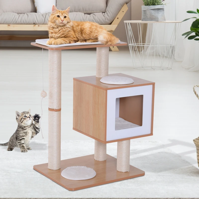 PawHut® DRAPAK DLA KOTA DRZEWKO DO WSPINANIA SIZAL PODUSZKA PIŁKA naturalny 56 x 48 x 80 cm