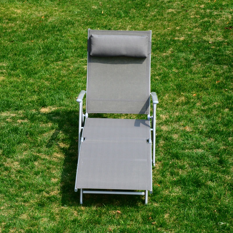 Outsunny LEŻAK PLAŻOWY Z PODGŁÓWKIEM LEŻAK OGRODOWY szary