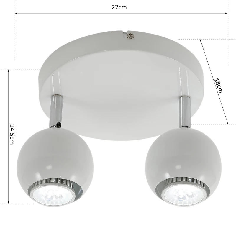 HOMCOM® LAMPA SUFITOWA OŚWIETLENIE 2 x GU10 biała