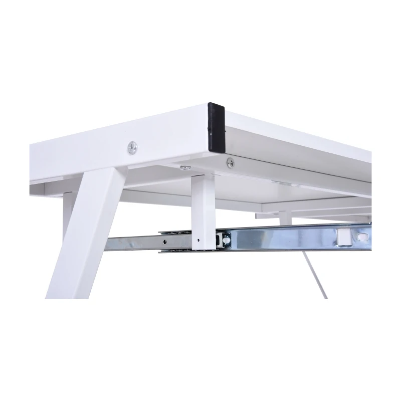 HOMCOM® STOLIK KOMPUTEROWY BIURKO MIEJSCE PRACY MDF stal biały 210 x 50 x 73,5 cm