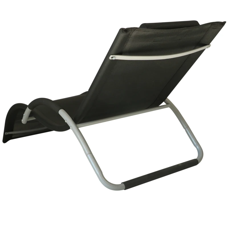 Outsunny® LEŻAK OGRODOWY Z ZAGŁÓWKIEM ERGONOMICZNY ODPORNY NA WARUNKI ATMOSFERYCZNE aluminium czarny 168 x 63 x 68 cm