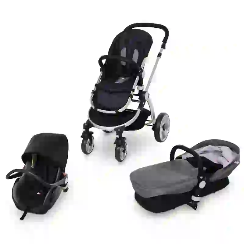 HOMCOM® Wózek Dziecięcy 3 w 1 Buggy Gondola Spacerówka Fotelik Samochodowy 0-36 Miesięcy Szary