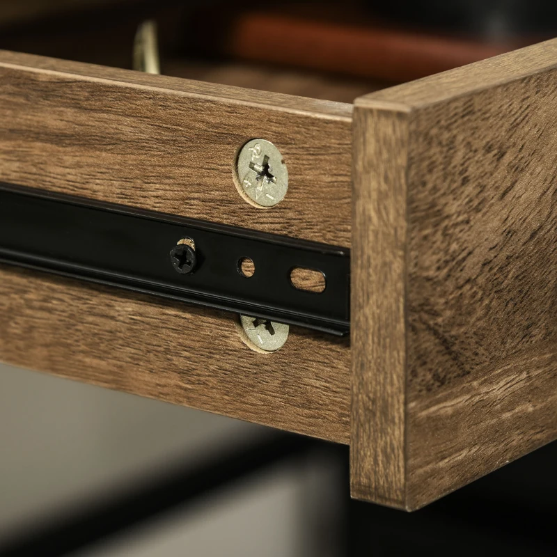 HOMCOM computertafel industriële stijl bureau bureautafel met lades home office tafel MDF metaal bruin + zwart 110 x 55 x 75 cm