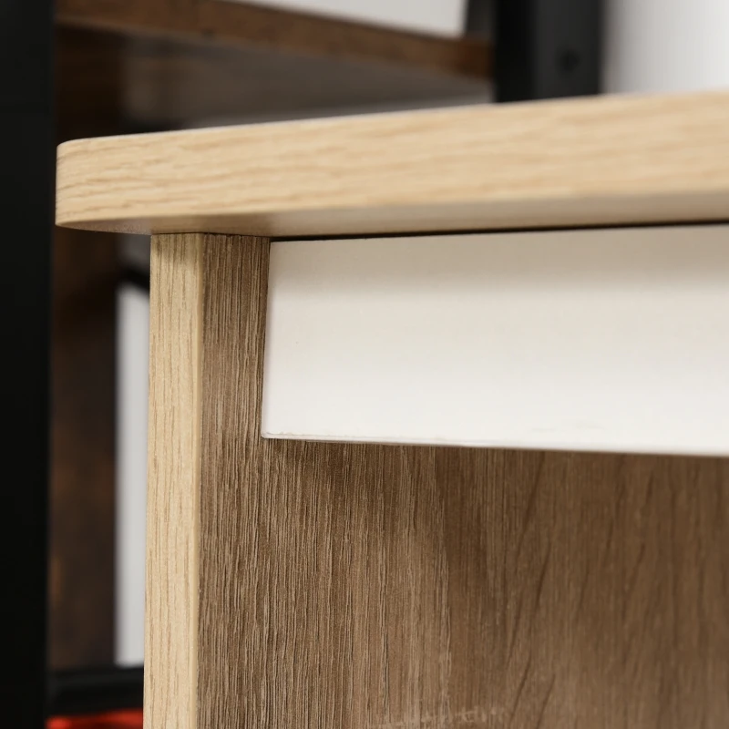 HOMCOM Bureau met rek boekenkast computertafel kantoortafel spaanplaat naturel + wit