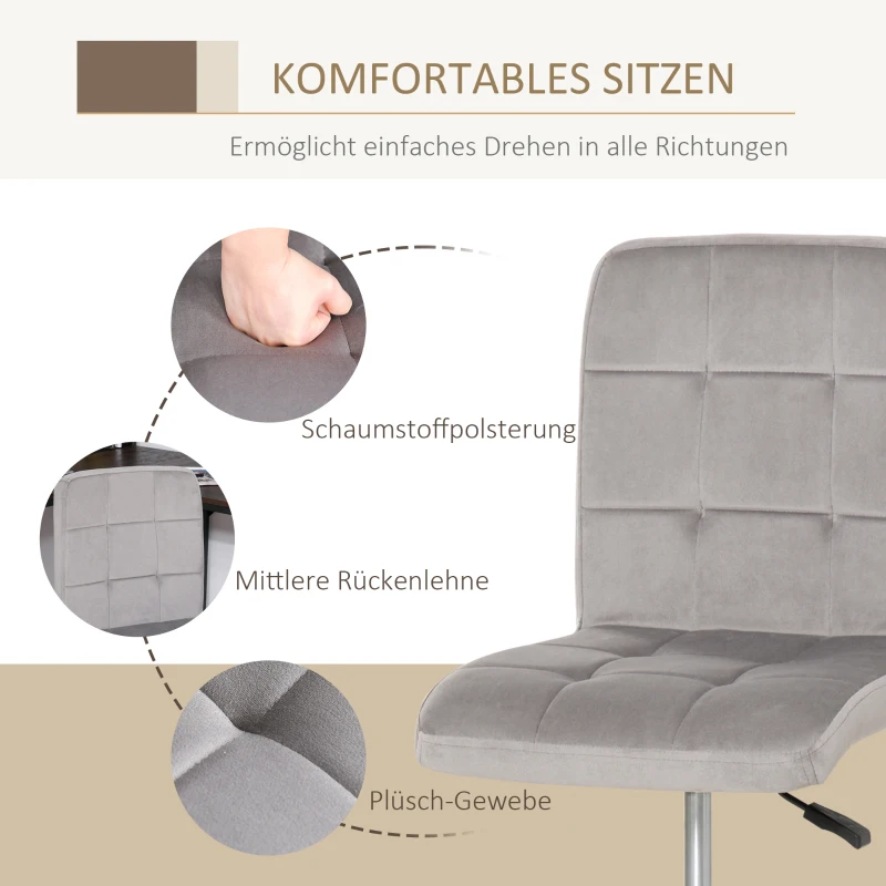 HOMCOM Salonkruk met wielen werkkruk rolkruk draaikruk in hoogte verstelbaar